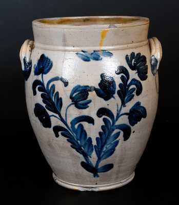 3 Gal. Remmey, Philadelphia Stoneware Jar w/ Cobalt Floral Decoration