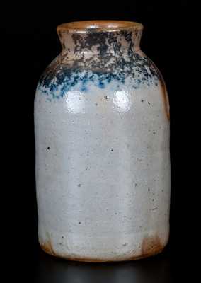 JOHN BELL / WAYNESBORO PA Stoneware Canning Jar with Sponged Cobalt Decoration