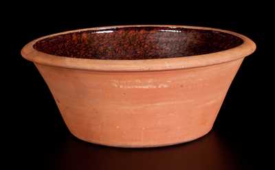 JOHN W. BELL / WAYNESBORO, PA Redware Bowl with Sponged Manganese on Interior