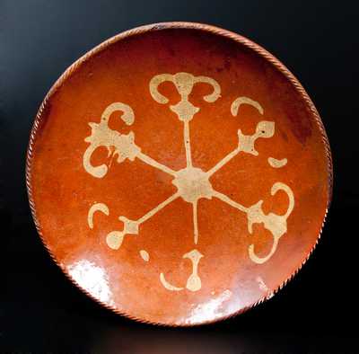 Fine Slip-Decorated Redware Charger, Huntington, Long Island, New York origin, circa 1807-60