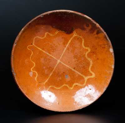 Redware Plate w/ Slip-Decorated Pinwheel Design, Huntington, Long Island, New York origin, circa 1807-60