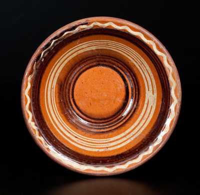 Redware Bowl with Profuse Two-Color Slip Decoration, possibly Hagerstown, MD