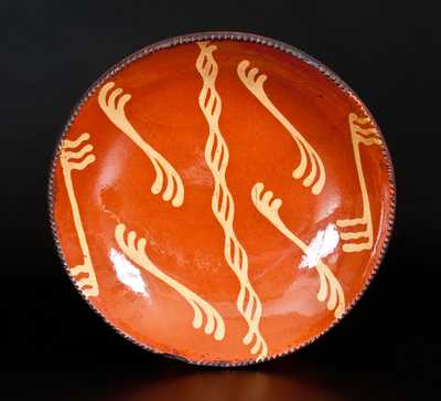 Redware Charger with Profuse Yellow Slip Decoration, probably Philadelphia