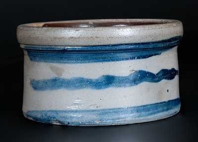 Western PA Stoneware Butter Crock with Cobalt Stripes