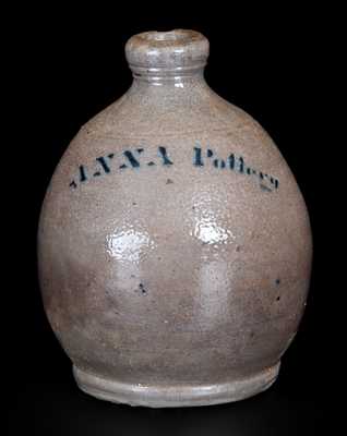 Rare Stenciled Anna Pottery Quart-Sized Stoneware Jug