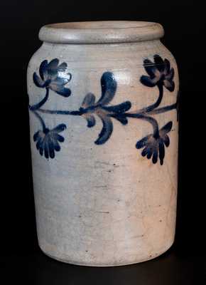 1 Gal. Stoneware Jar with Floral Decoration att. Henry Remmey, Philadelphia, PA, circa 1840