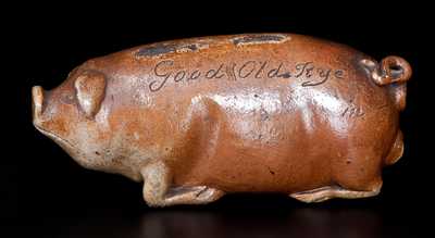 Anna Pottery Salt-Glazed Stoneware Pig Flask Inscribed 