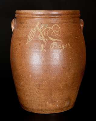 Exceptional Joseph Bayer (Washington, Missouri) 1878 10 Gal. Stoneware Jar Hand-Signed 