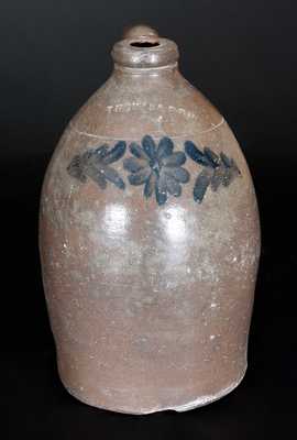1 Gal. THOMAS & BRO (Huntingdon, PA) Stoneware Jug with Floral Decoration