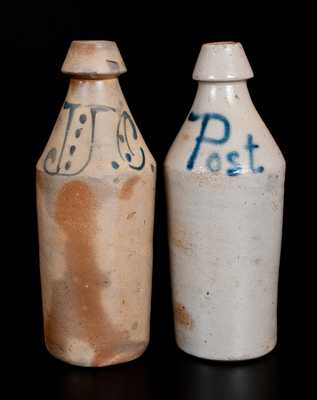Lot of Two: Poughkeepsie, NY Stoneware Bottles, Inscribed J. C. and Post