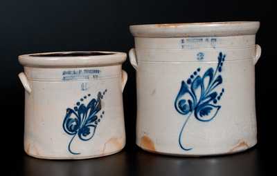 Lot of Two: NORTON / BENNINGTON, VT Stoneware Crocks with Floral Decoration