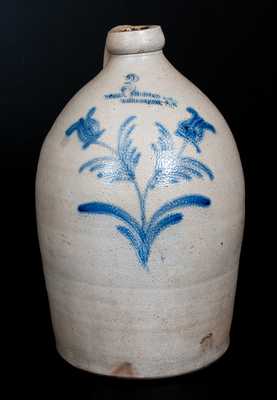 3 Gal. MOORE, NICHOLS & CO. / Williamsport, Pa Stoneware Jug with Tulip Decoration