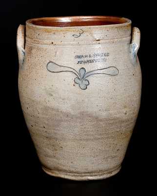 SWAN & STATES / STONINGTON Stoneware Jar w/ Incised Decoration 