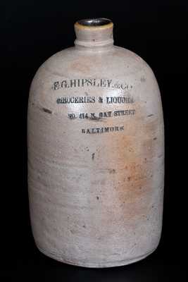E. G. HIPSLEY & CO. / GROCERIES & LIQUORS Baltimore Stoneware Advertising Jug