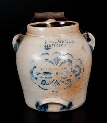 F. H. COWDEN / HARRISBURG, PA Stoneware Batter Pail with Stenciled Decoration