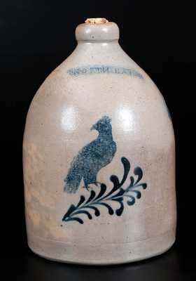 Rare NORTH BAY (John Waelde, North Bay, NY) Stoneware Jug with Stenciled Bird Decoration