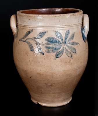 Fine Probably Peter Cross, Hartford, CT Stoneware Jar w/ Incised Floral Decoration