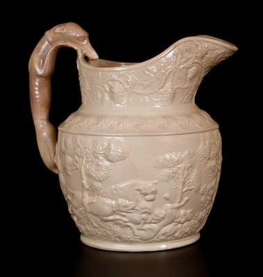 Rare AMERICAN POTTERY CO. / JERSEY CITY, N.J. Yellowware Hound-Handled Pitcher