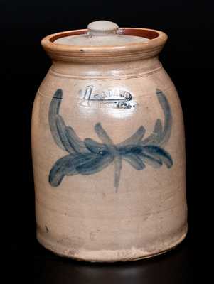 T. G. DAUB / EASTON, PA Stoneware Lidded Jar with Cobalt Decoration