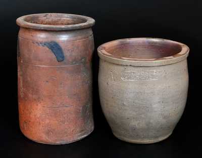 Lot of Two: Strasburg, VA Stoneware Jars by J. H. SONNER and W. H. LEHEW
