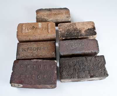 Lot of Seven: Collection of Early Antique Bricks with Factory Marks