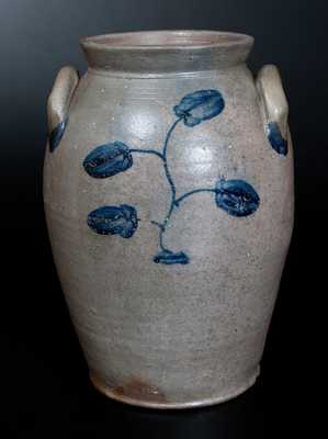 Rare attrib. Stephen B. Sweeney, Henrico County, VA Stoneware Jar w/ Cobalt Tree-of-Life Decoration