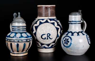 Lot of Three: 18th Century Westerwald Stoneware Vessels