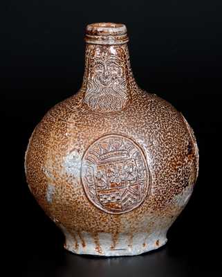 Bellarmine Stoneware Jug w/ Bearded Man and Medallion, probably Frechen, Germany, 16th or 17th century