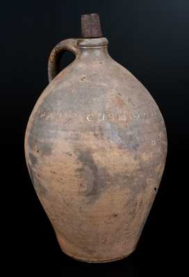 Rare PAUL:CUSHMAN Ovoid Stoneware Jug, Albany, c1815