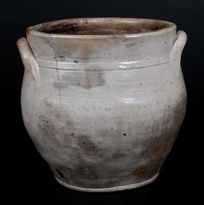Rare PAUL:CUSHMAN's Squat Stoneware Jar, Albany, c1815