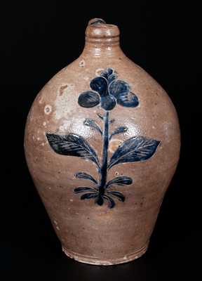 Exceptional Incised Manhattan Stoneware Jug, circa 1795