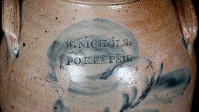 Very Rare W. NICHOLS / PO KEEPSIE Decorated Stoneware Jar, Poughkeepsie, NY, circa 1823