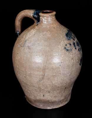 Very Rare A. STATES, Stonington, CT Stoneware Jug w/ Incised Design and Initials