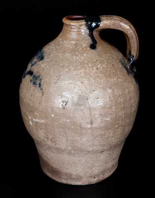 Very Rare A. STATES, Stonington, CT Stoneware Jug w/ Incised Design and Initials