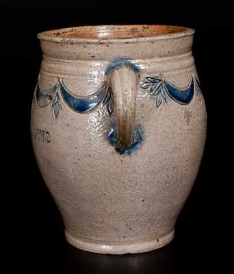 Exceptional COMMERAWS STONEWARE Vertical-Handled Stoneware Jar, Corlears Hook, Manhattan, NY, c1800