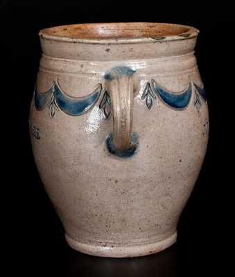 Exceptional COMMERAWS STONEWARE Vertical-Handled Stoneware Jar, Corlears Hook, Manhattan, NY, c1800