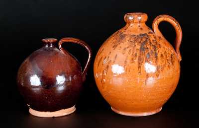 Two Antique Redware Jugs, Northeastern U.S. origin