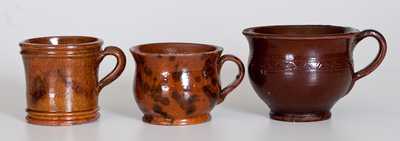 Three American Redware Drinking Vessels