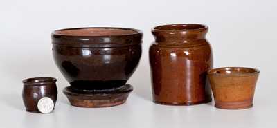 Four Glazed American Redware Articles