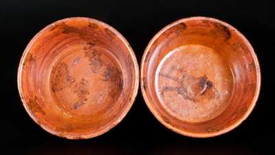 Two Manganese-Decorated American Redware Pans