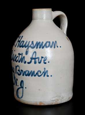 Long Branch, New Jersey Advertising Jug att. Fulper Bros. Pottery, Flemington, NJ