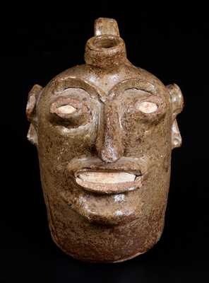 Edgefield, South Carolina, Stoneware Face Jug, possibly Lewis Miles Stoney Bluff Manufactory, circa 1860-70
