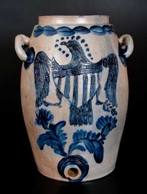 Very Important Stoneware Water Cooler w/ Profuse Incised Federal Eagle Motif, att. Henry Remmey, Baltimore, 1812-29