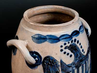 Very Important Stoneware Water Cooler w/ Profuse Incised Federal Eagle Motif, att. Henry Remmey, Baltimore, 1812-29