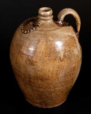 Edgefield, SC Stoneware Jug with Two-Color Slip Decoration, attrib. C. Rhodes Manufactory, circa 1850