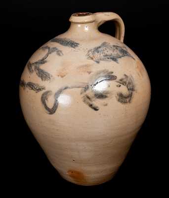 Extremely Rare SH ADDINGTON / UTICA Stoneware Incised Fish Jug