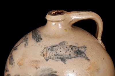 Extremely Rare SH ADDINGTON / UTICA Stoneware Incised Fish Jug