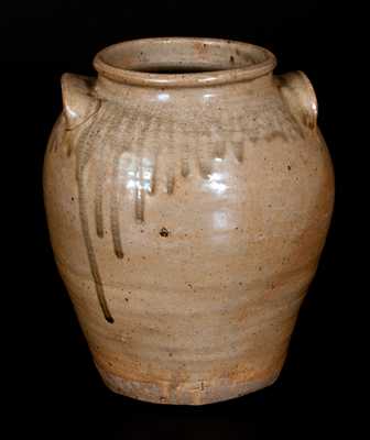 Fine Pottersville, Edgefield District, SC Alkaline-Glazed Stoneware Jar, Stamped 