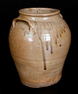 Fine Pottersville, Edgefield District, SC Alkaline-Glazed Stoneware Jar, Stamped