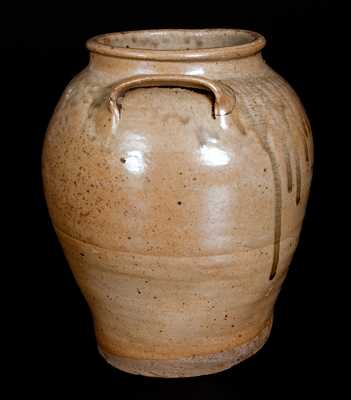 Fine Pottersville, Edgefield District, SC Alkaline-Glazed Stoneware Jar, Stamped 